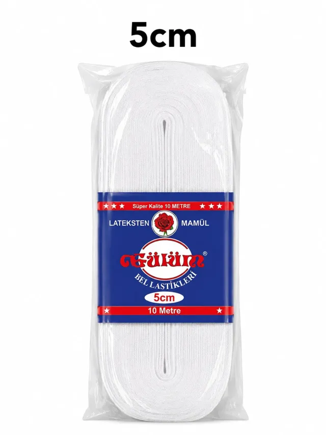 5 cm Paket Lastiği Beyaz – Esnek Dokuma Lastik 10 Metre