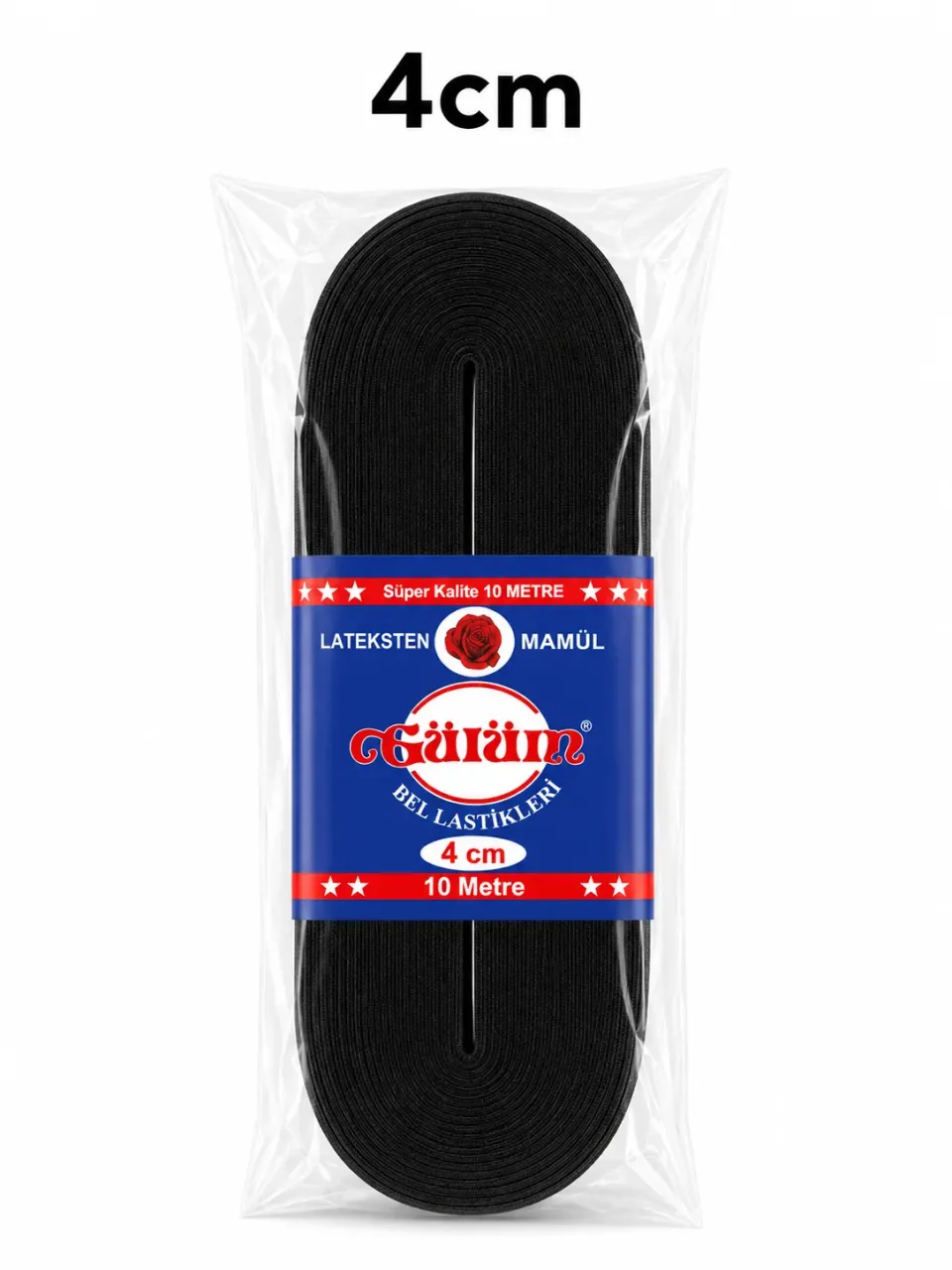 4 cm Paket Lastiği Siyah – Esnek Dokuma Lastik 10 Metre