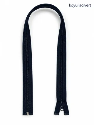 Plastik Mont ve Ceket Fermuarı 80 cm – Başlıklı - Koyu Lacivert görsel 1