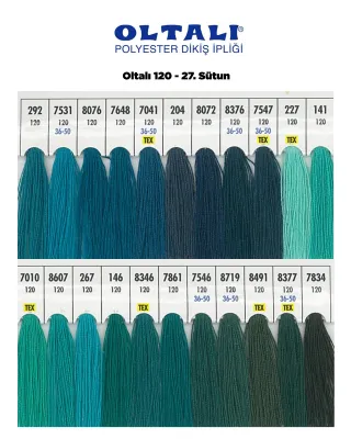120 Numara Polyester Dikiş İpliği – 27. Sütun Kartela Renkleri 22 Renk görsel 1