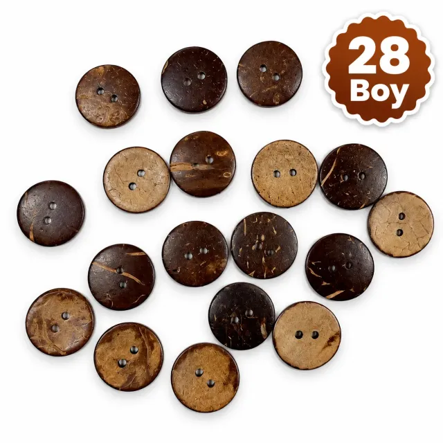 Ahşap Coconut Düğme 28 Boy 17 mm – 100'lü Paket