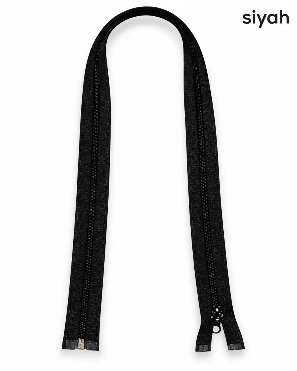Plastik Mont ve Ceket Fermuarı 80 cm – Başlıklı - Siyah
