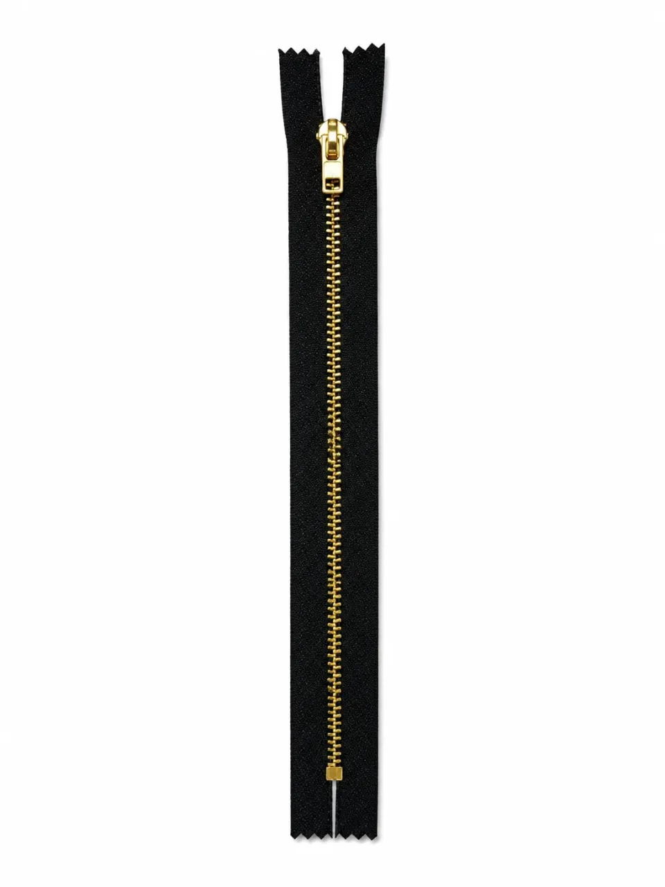 Kot Fermuarı 18 cm – Dayanıklı Metal Dişli Jean ve Pantolon Fermuarı - Gold Dişli Siyah