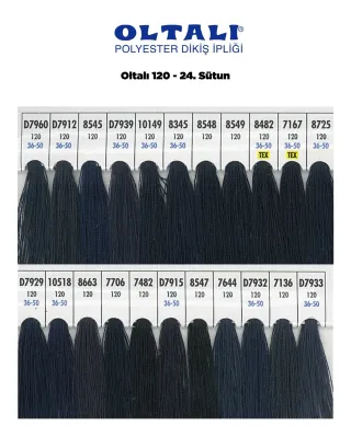 120 Numara Polyester Dikiş İpliği – 24. Sütun Kartela Renkleri 22 Renk görsel 1