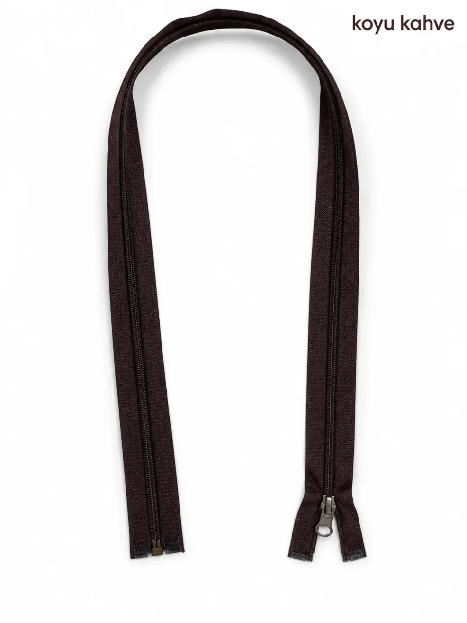 Plastik Mont ve Ceket Fermuarı 80 cm – Başlıklı - Koyu Kahve