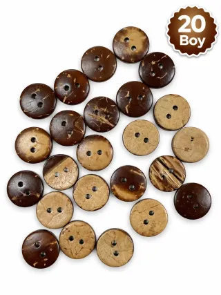 Ahşap Coconut Düğme 20 Boy 13 mm – 100'lü Paket görsel 1