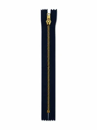 Kot Fermuarı 18 cm – Dayanıklı Metal Dişli Jean ve Pantolon Fermuarı - Gold Dişli Lacivert görsel 1