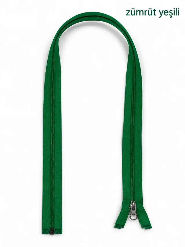 Plastik Mont ve Ceket Fermuarı 80 cm – Başlıklı - Zümrüt Yeşili