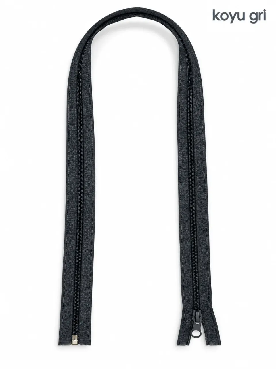 Plastik Mont ve Ceket Fermuarı 80 cm – Başlıklı - Koyu Gri