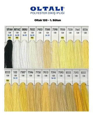 120 Numara Polyester Dikiş İpliği – 1. Sütun Kartela Renkleri 22 Renk görsel 1