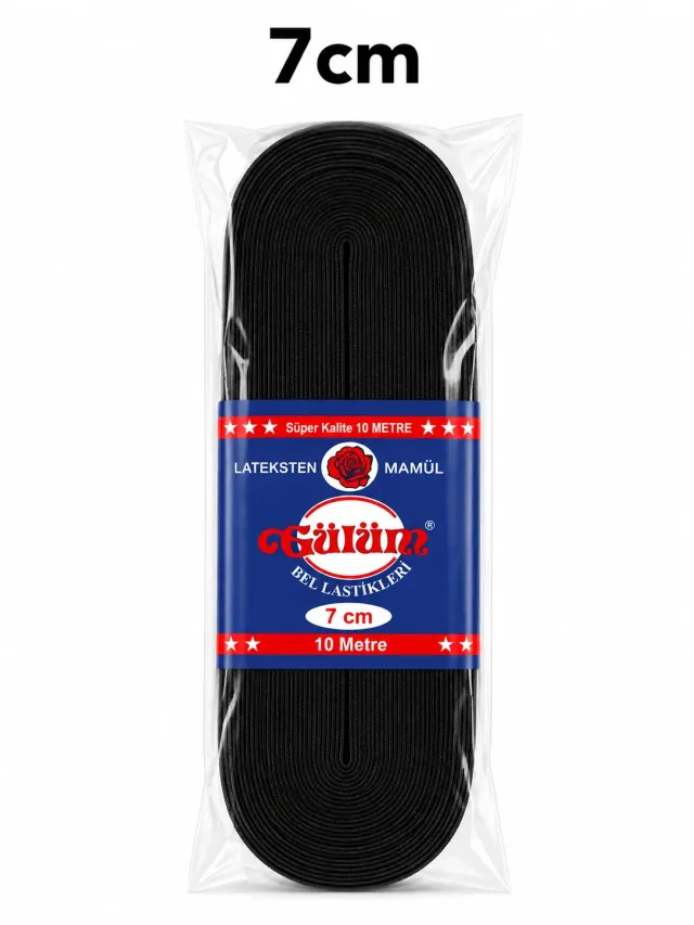 7 cm Paket Lastiği Siyah – Esnek Dokuma Lastik 10 Metre