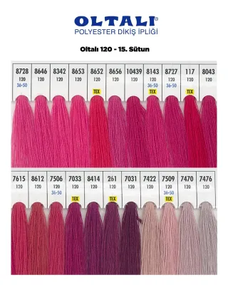 120 Numara Polyester Dikiş İpliği – 15. Sütun Kartela Renkleri 22 Renk görsel 1
