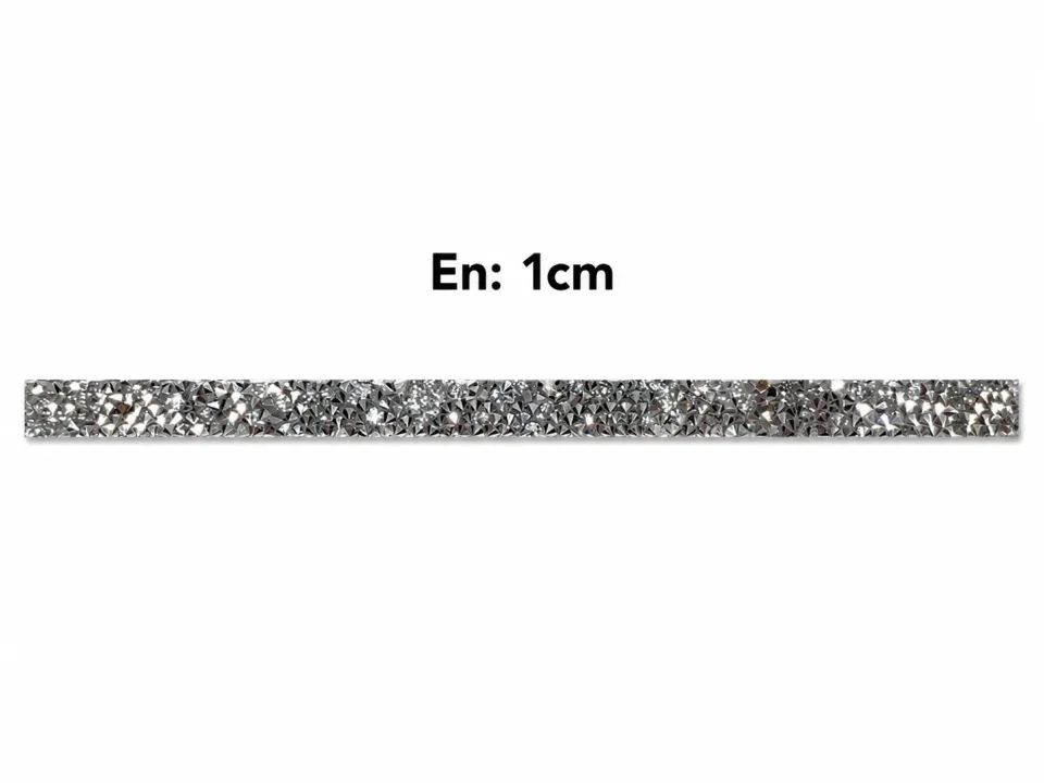 Taşlı Şerit Gümüş 1 cm – 1 Metre Dekoratif Taş Şerit