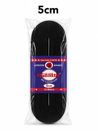 5 cm Paket Lastiği Siyah – Esnek Dokuma Lastik 10 Metre görsel 1
