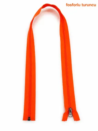 Plastik Mont ve Ceket Fermuarı 80 cm – Başlıklı - Fosforlu Turuncu görsel 1