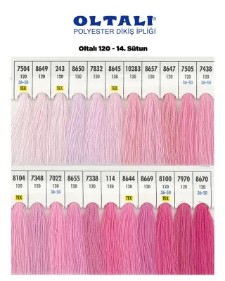120 Numara Polyester Dikiş İpliği – 14. Sütun Kartela Renkleri 22 Renk görsel 1