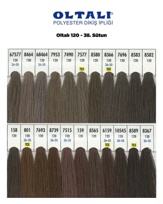 120 Numara Polyester Dikiş İpliği – 38. Sütun Kartela Renkleri 22 Renk görsel 1