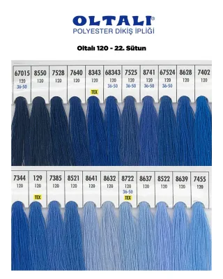 120 Numara Polyester Dikiş İpliği – 22. Sütun Kartela Renkleri 22 Renk görsel 1