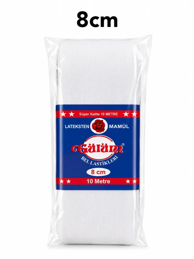 8 cm Paket Lastiği Beyaz – Esnek Dokuma Lastik 10 Metre