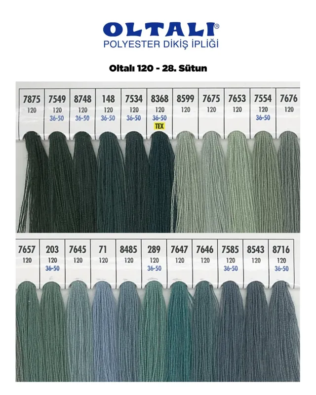 120 Numara Polyester Dikiş İpliği – 28. Sütun Kartela Renkleri 22 Renk