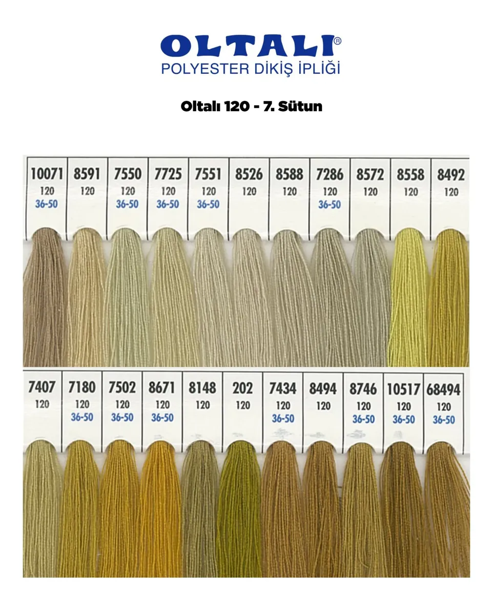 120 Numara Polyester Dikiş İpliği – 7. Sütun Kartela Renkleri 22 Renk