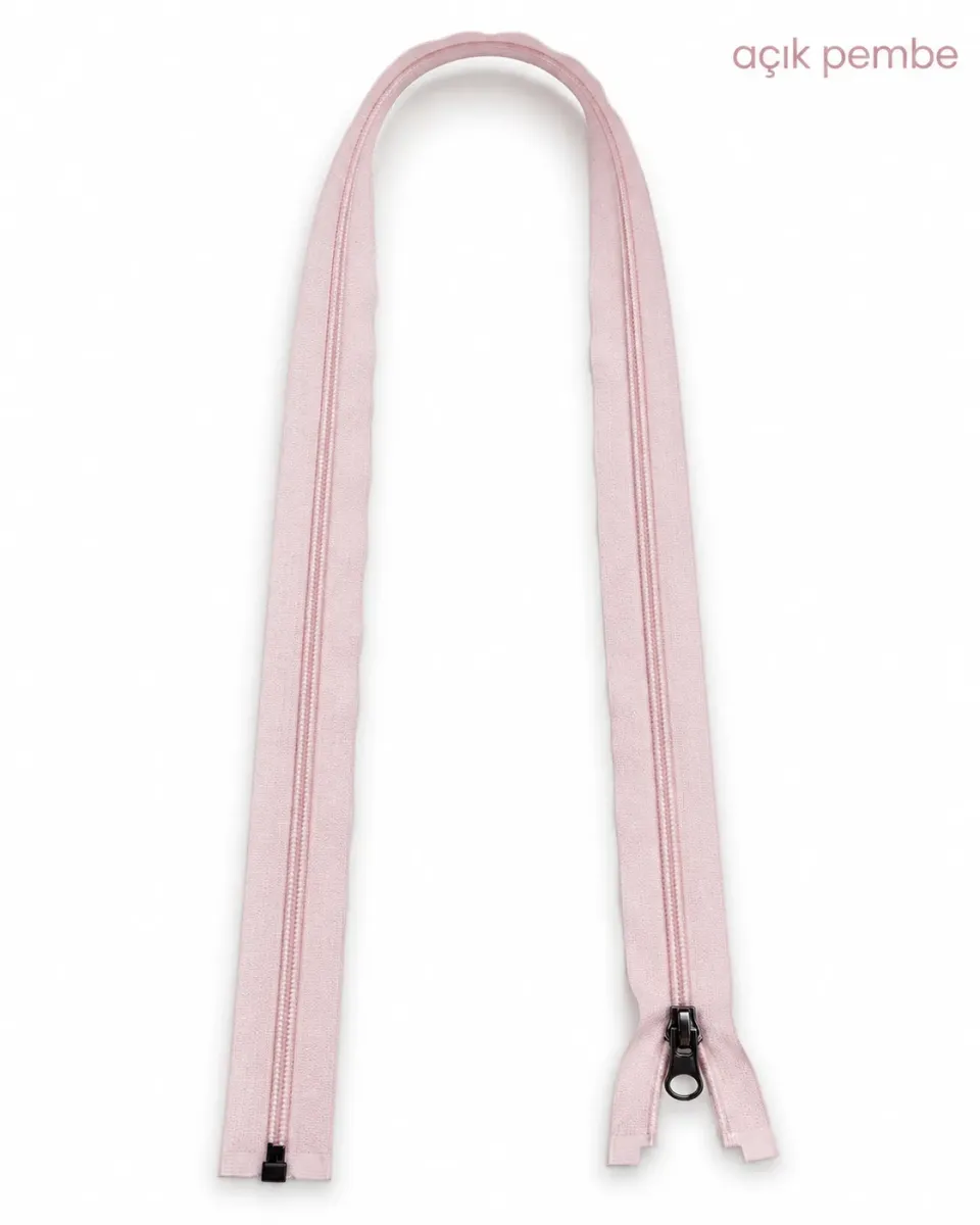 Plastik Mont ve Ceket Fermuarı 80 cm – Başlıklı - Açık Pembe