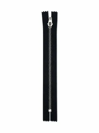 Kot Fermuarı 18 cm – Dayanıklı Metal Dişli Jean ve Pantolon Fermuarı - Gümüş Dişli Siyah görsel 1