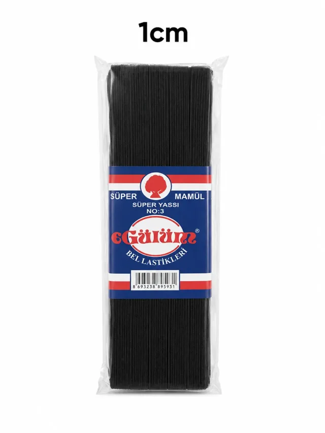 1 cm Paket Lastiği Siyah – Esnek Dokuma Lastik 10 Metre