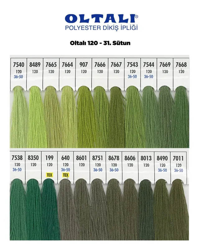 120 Numara Polyester Dikiş İpliği – 31. Sütun Kartela Renkleri 22 Renk